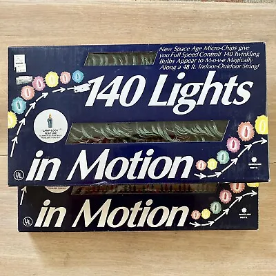 Vintage Lot Of 2 Christmas Lights 140 In Motion NOS 48' Indoor/Outdoor Sprouse • $37