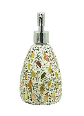 Gold Leaf Glass Mosaic Soap Dispenser Pump Bottle Holder Crystal Colourful • $39.26