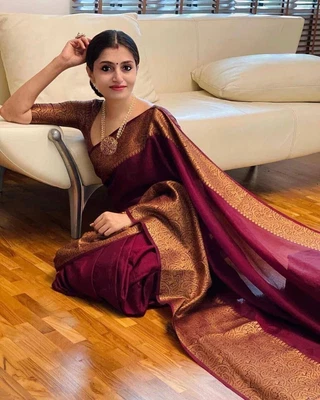 $87.95 • Buy Soft Silk Saree Blouse New Sari Indian Pakistani Wedding Bollywood Party Wear