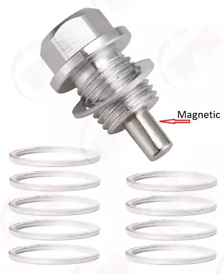 Aluminum MAGNETIC Silver Oil Drain Plug ADP581 + 10 Washers For Cummins Diesel • $14.95