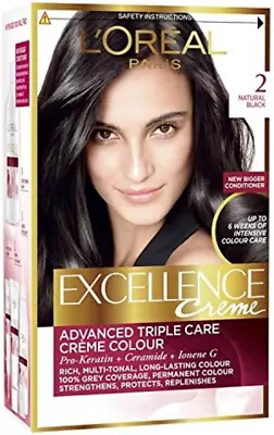 L'OREAL PARIS EXCELLENCE CREME - TRIPLE CARE HAIR COLOR - Natural Black • £11.40