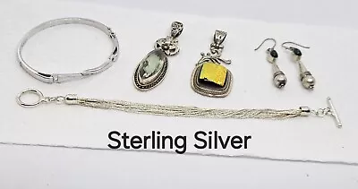 Vintage Sterling Bracelets (2) Pendants (2) Earrings (1 Pr) Hallmarked • $29