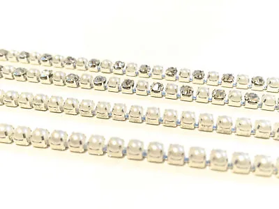 £3.50 • Buy Sew Or Glue On Diamante Chain With Pearl Design For Art & Crafts 1M UK