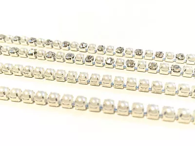 £3.25 • Buy Sew Or Glue On Diamante Chain With Pearl Design For Art & Crafts 1M UK