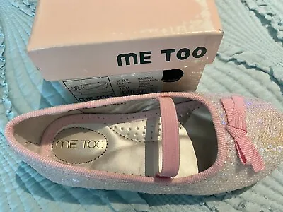 NEW! Girls 10 ME TOO “LIL UTAH11” Pink Sequin DRESS SHOES Ballet Style Flats Bow • $11.19