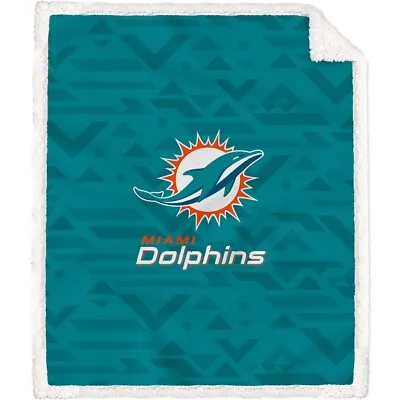 Miami Dolphins NFL Delta Logo 50  X 60  Blanket With Sherpa Backing • $79.95