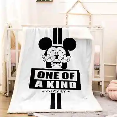 Mickey Mouse Hat Surprise Line 3D Warm Plush Fleece Blanket Picnic Sofa Couch • £42.77