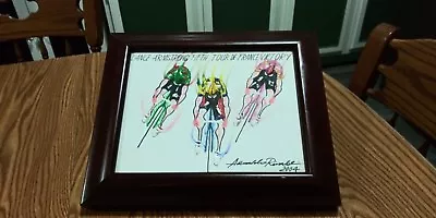 £42.40 • Buy Lance Armstrong FithTour De France Victory Bicyclist Oil Painting Artist Signed 