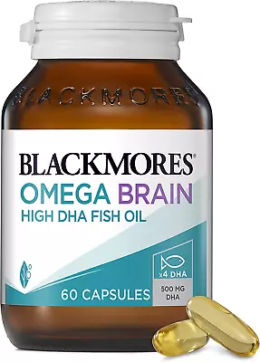 Blackmores Omega Brain High DHA Fish Oil 60 Capsules Concentrated Omega-3 1000mg • $27.78