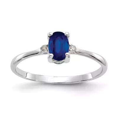 10K White Gold Diamond Sapphire Birthstone Ring • $365.88