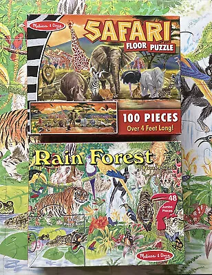 Lot Of 2 Melissa & Doug Floor Puzzle 100 Pieces Over 4 Ft Complete • $12.99