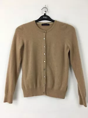 M&S Women's Pure Cashmere Camel Colour Cardigan Size 12 Long Sleeve Used F2 • £14.50