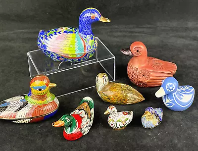 Vintage Duck Figurine Collection Lot (8) Cloisoinne Pablo Zabal French Carved • $89