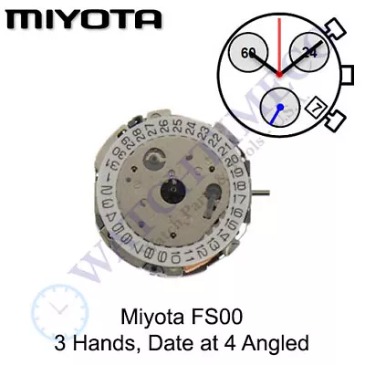 Genuine Miyota FS00 Movement Japan 3 Hands Date At 4 Angled • $29.54