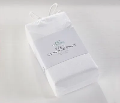 2 Pack Soft Polycotton Spacesaver Compact Cot Fitted Sheets 100cm X 50cm (White) • £12.99