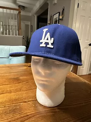 LA Los Angeles DODGERS New Era Hat 59Fifty Blue Fitted Cap Mens Size 7 3/8 • $15