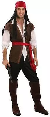 Mens Pirate Costume Sparrow Swashbuckle Jack Fancy Dress One Size Halloween • £18.99