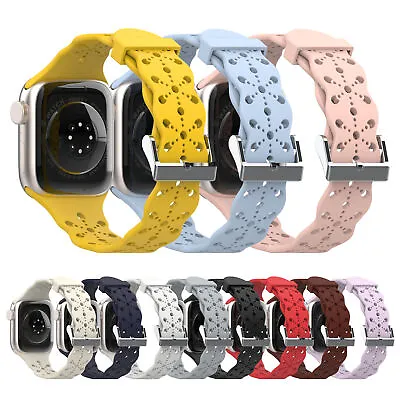 $12.21 • Buy For Apple Watch Series 7 SE 6 5 4 Lace Silicone Band Strap 38 40 41 42 44 45mm