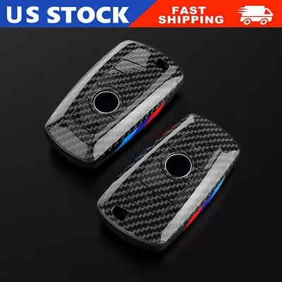 Carbon Fiber Shell Skin Car Remote Key Fob Case Cover For BMW 3 5 7 Series X2 X5 • $15.39