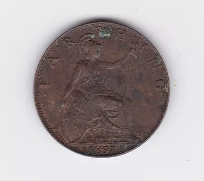 1897 Great Britain Farthing Coin UK Queen Victoria G-425 • $13.45