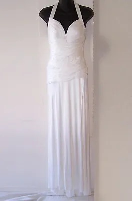 VERSACE White Ruched T Strap Open Back Dress Gown 38 2    CLEARANCE DAMAGED • $799.99