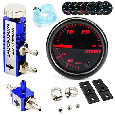 0-30PSI Manual Boost Controller Kit BLUE W/52mm 7-Color Adjustment BOOST GAUGE  • $36.97