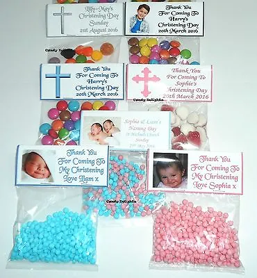 £5.99 • Buy 20 Personalised Sweet Bag WRAPPERS Christening Day Favours POSTED 1st CLASS
