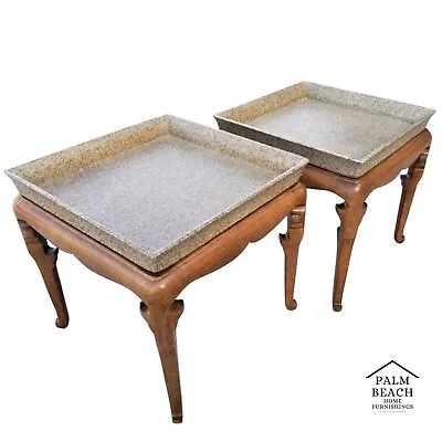 Asian Side End Tables Lacquered Grasscloth By MARGE CARSON • $995