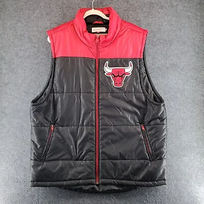 Chicago Bulls Vest Mens 2XL Black Puffer NBA Basketball Mitchell Ness Nylon • $49.95