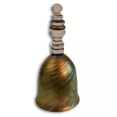 Vtg. 1979 Steven Maslach Signed Art Glass Bell Mid-Century Iridescent Aurene MCM • $200