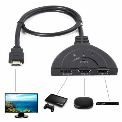 3 Port HDMI 2.0 Cable Auto Splitter Switch Switcher 3x1 Adapter HUB 3D 3 To 1 US • $8.99