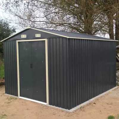 10FT X 8 Ft Galvanized Tool Storage Metal Shed Outdoor Garden Farm Shelter House • £389.95