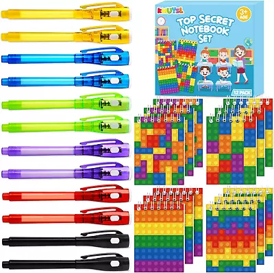 Invisible Ink Pens And Notebooks 12 Pack Spy Pens With UV Light Party Favors F • $27.32