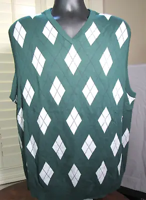 Chaps Sweater Vest Argyle CA00125 Green  Size XXL • $10