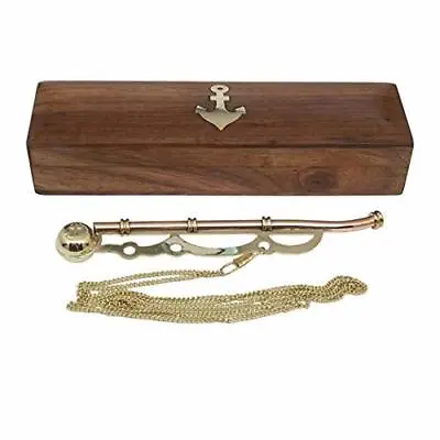 $19.99 • Buy  Brass & Copper Bosun's Whistle In Wood Box Nautical Home Decor Antique Vintage