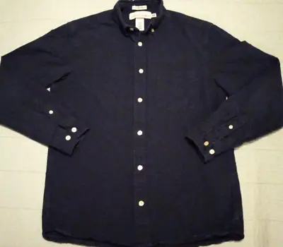 Men's Small H&M Label Of Graded Goods Dark Blue Button Down Long Sleeve Shirt • $11