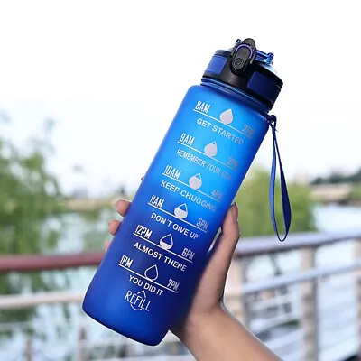 1L Sports Water Bottle Gym Travel Drinking Leakproof Bottle With Straw Bpa Free • £6.99