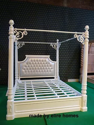 Super King WHITE Designer French Style Luxury Chatelet® Four Poster Mahogany Bed • $5547.94