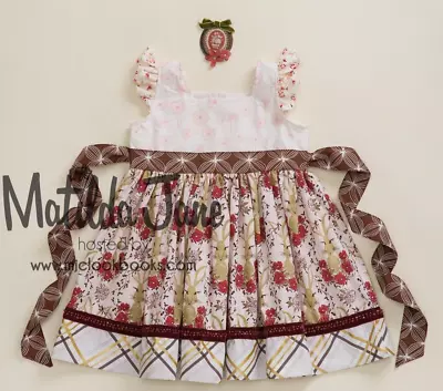 Girls Matilda Jane Platinum Brown Floral Evelyn Loves Me Dress Size 8 NWOT • $50.95