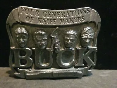  Buck  Four Generations Of Knife Makers Belt Buckle  Pewter 3d Excellent Cond. • $7.99