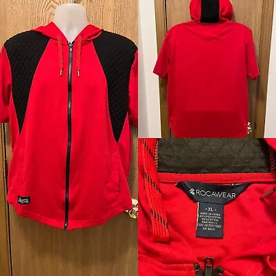 Rocawear Hoodie Red XL Full Zip Short Sleeve Pockets Drawstring Jock Tag • $15