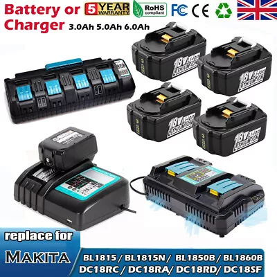 For Makita 18V Battery BL1830 BL1860 BL1850B DTD153 DTD154 DTD152 DMR110 Charger • £43.90