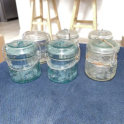 Atlas E-z Seal Mason Jars Lot Of 6 - 1/2 Pint Size Clear And Green • $29.99