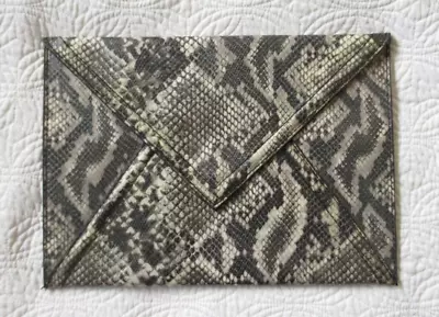 Envelope Clutch Bag Purse H&M Faux-Python Snake Animal Embossed Black Brown Ecru • $16.11