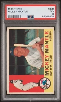 1960 Topps #350 - Mickey Mantle HOF PSA 3 VG!! • $345