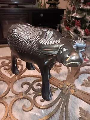 Vintage Large Hand Carved Wood Water Buffalo Figurine • $26.95