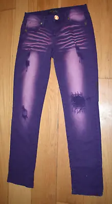 BABY PHAT PINK PURPLE JEANS - 29in Waist Size 10-12 Straight Leg Low Rise Ripped • £25