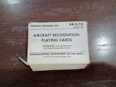 $14.99 • Buy US ARMY AIRCRAFT RECOGNITION DECK Playing Cards 44-2-10 1979 C@@L! L@@K!!