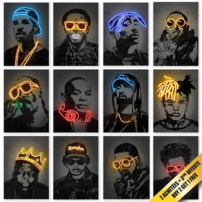 Rapper Hip Hop Poster Style Neon 2PAC Tupac Biggie Eminem Snoop Street Art • $11.45
