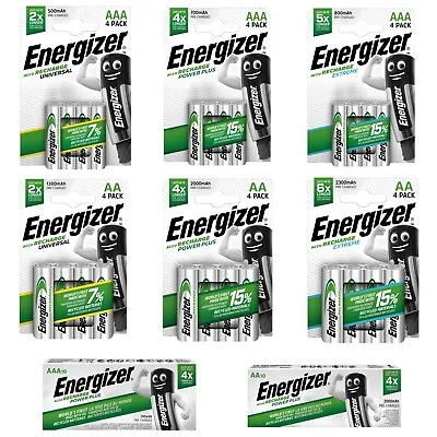 Energizer Rechargeable Batteries AA 1300 2000 2300mAh AAA 500 700 800mAh & 9V • £19.95